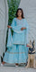 Sky Blue Embroidered Sharara Suit Set with Dupatta