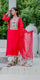 Red Embroidered Kurta Pant Set with Printed Dupatta