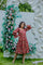 Red Ethnic Printed Tiered Midi Dress with Flared Sleeves