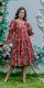 Red Ethnic Printed Tiered Midi Dress with Flared Sleeves