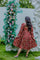 Red Ethnic Printed Tiered Midi Dress with Flared Sleeves