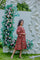 Red Ethnic Printed Tiered Midi Dress with Flared Sleeves