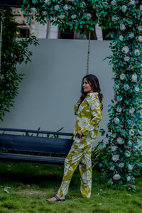 Cotton Co-Ord Set with Rose Floral Embroidery