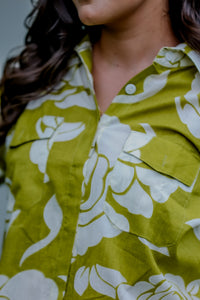 Cotton Co-Ord Set with Rose Floral Embroidery