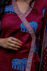 Elegant Cotton Kurti Suit for Women Maroon