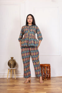 Cotton Co-Ord Set with Floral Embroidery