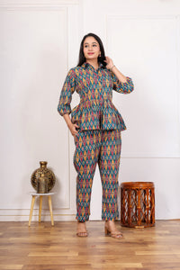 Cotton Co-Ord Set with Floral Embroidery