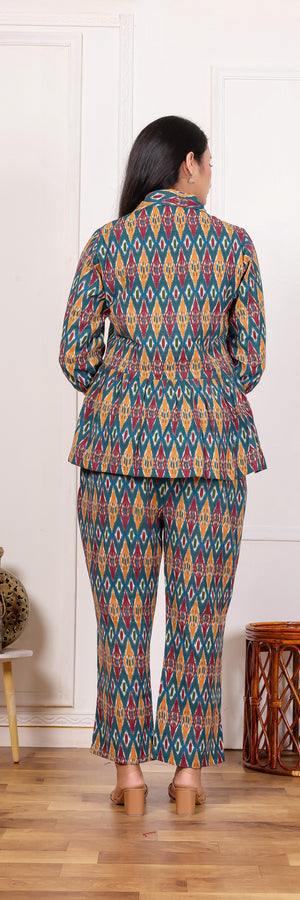 Cotton Co-Ord Set with Floral Embroidery