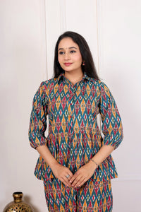 Cotton Co-Ord Set with Floral Embroidery