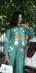 Sea Green Floral Embroidered co-set for women