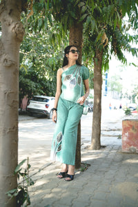 Sea Green Leaf Embroidered Co-ord Set For girls & women