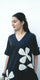 Black V-Neck Patch Work Kurti Set