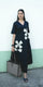 Black V-Neck Patch Work Kurti Set