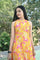 Yellow Floral Printed Sleeveles Kurti With Straight Pants For Women