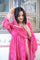 chiffon  Pink Bandhani Kurti Set With Flared Pants & Dupatta