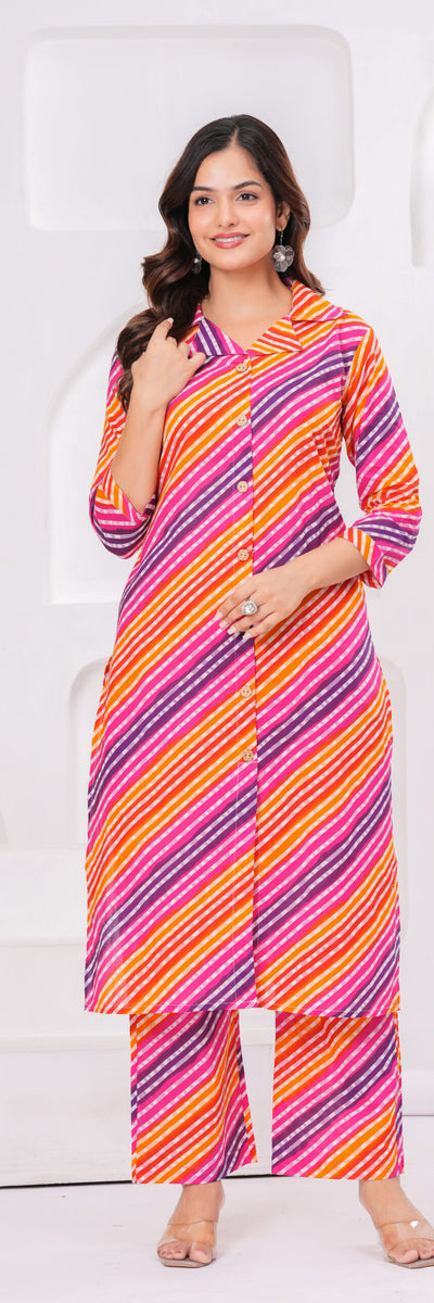 Candy Stripe Poplin Kurta Pant Set