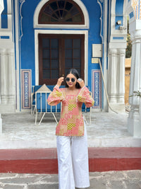 Amber Mosaic Print Kurti – Cotton, Back Dori