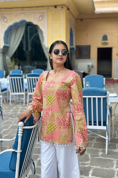 Amber Mosaic Print Kurti – Cotton, Back Dori