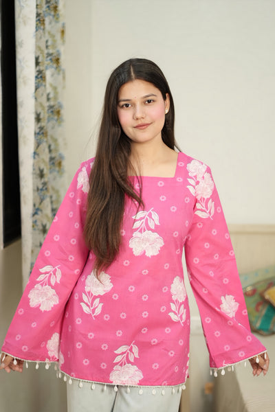 Roselle Bloom Cotton Top – Pink