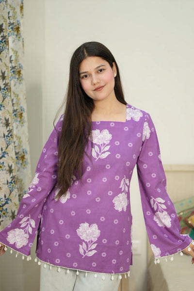 Roselle Bloom Cotton Top – Lavender