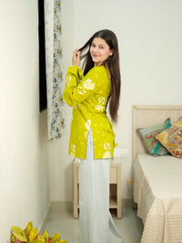 Roselle Bloom Cotton Top – Lime Green