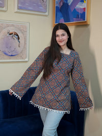 Indigo Block Print Cotton Kurti