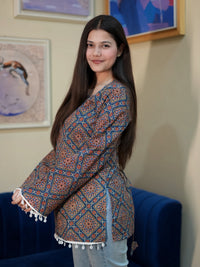 Indigo Block Print Cotton Kurti