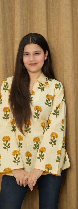 Boho Leaf Cotton Kurti