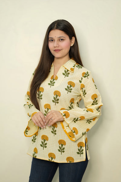 Boho Leaf Cotton Kurti