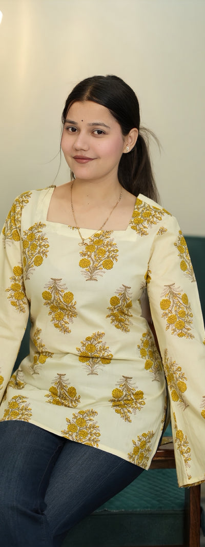 Floral Grace Cotton Kurti