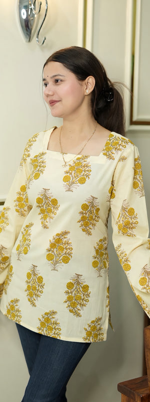 Floral Grace Cotton Kurti