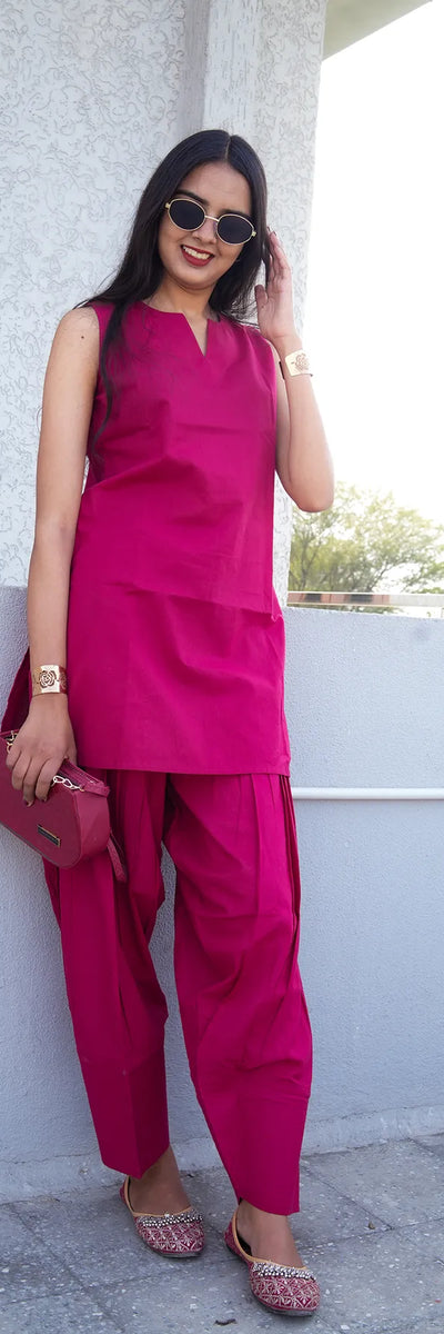 Berry Bliss Sleeveless Patiala 2-Piece Set