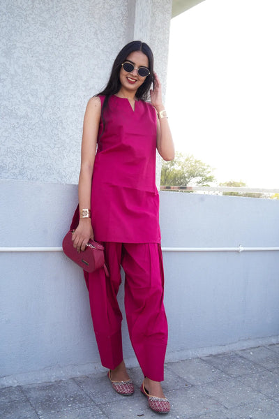 Berry Bliss Sleeveless Patiala 2-Piece Set