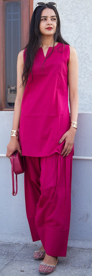 Berry Bliss Sleeveless Patiala 2-Piece Set