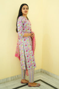 Powder Bloom Straight Kurta 3-Piece Set