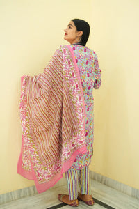 Powder Bloom Straight Kurta 3-Piece Set