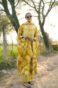 Haldi Foliage Anarkali Kurta 3-Piece Set