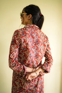 Rust Foliage Straight Kurta 2-Piece Set