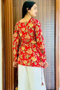 Scarlet Garden Premium Cotton Back Dori Full Sleeve Short Top