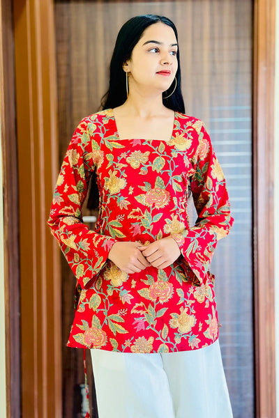 Scarlet Garden Premium Cotton Back Dori Full Sleeve Short Top