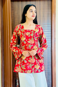 Scarlet Garden Premium Cotton Back Dori Full Sleeve Short Top