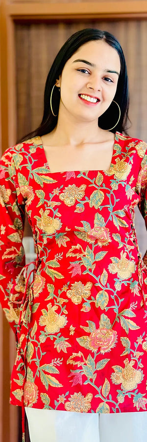 Scarlet Garden Premium Cotton Back Dori Full Sleeve Short Top