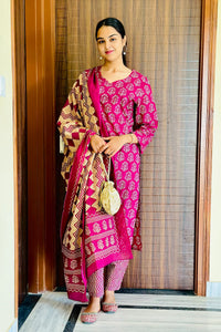 Rani Heritage Straight Kurta 3-Piece Set