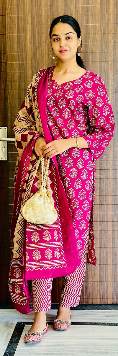 Rani Heritage Straight Kurta 3-Piece Set