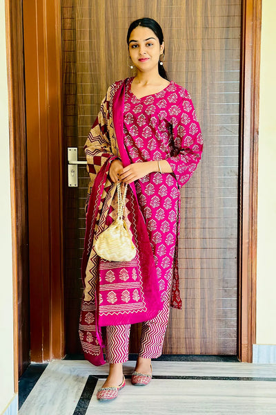 Rani Heritage Straight Kurta 3-Piece Set