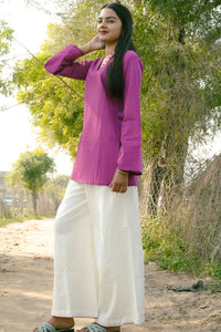 Plum Petal Premium Cotton Full Sleeve Short Top