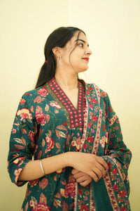 Forest Bloom Anarkali 3-Piece Kurta Set