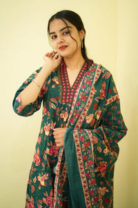 Forest Bloom Anarkali 3-Piece Kurta Set