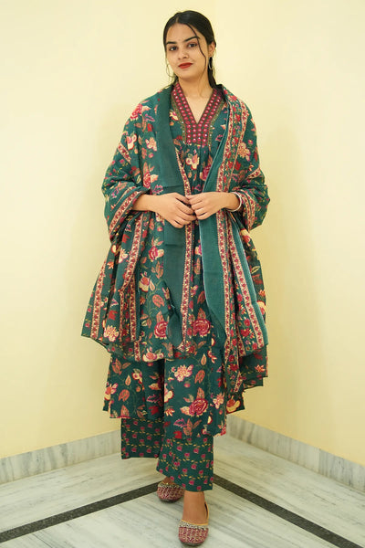 Forest Bloom Anarkali 3-Piece Kurta Set