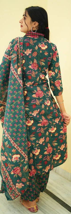 Forest Bloom Anarkali 3-Piece Kurta Set